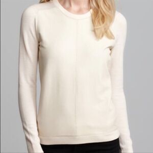 Theory Yulia Lamb Skin Leather Wool Cream Sweater S